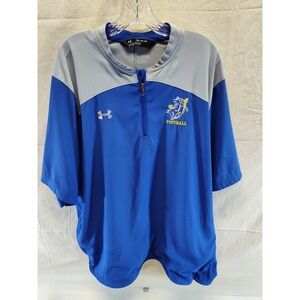 Under Armour Mens XXL Blue Grey Football Bronco Quarter Zip Windbreaker Pullover